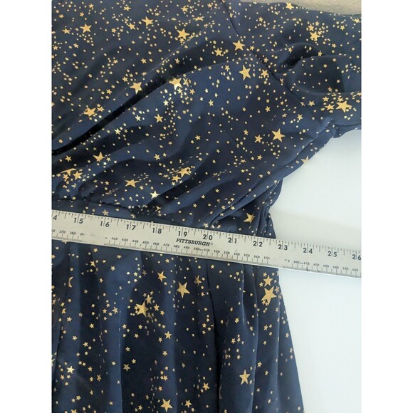 Bloomchic Black Gold Stars Button Pocket Wrap Split Ruffles Maxi Dress 30 - Picture 7 of 10